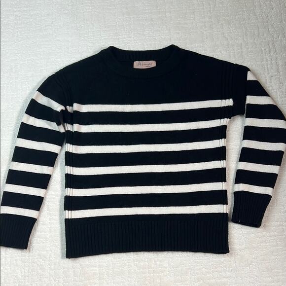 Sweaters - Philosophy Black and White Striped pullover sweater crew neck long sleeves S